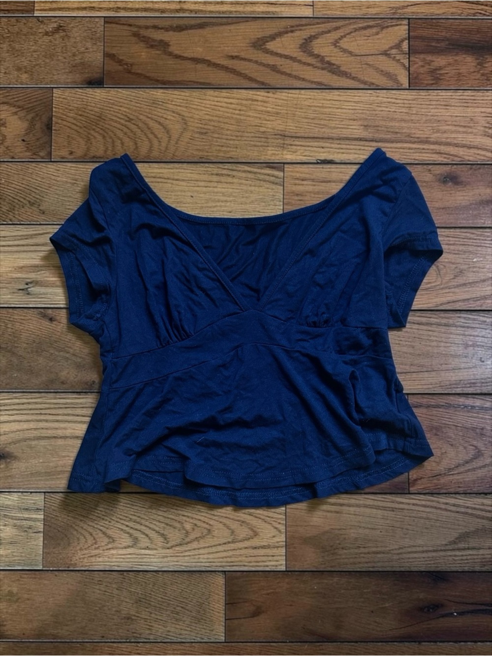 SHEIN Black Ruched V Neck Peplum Top Size S